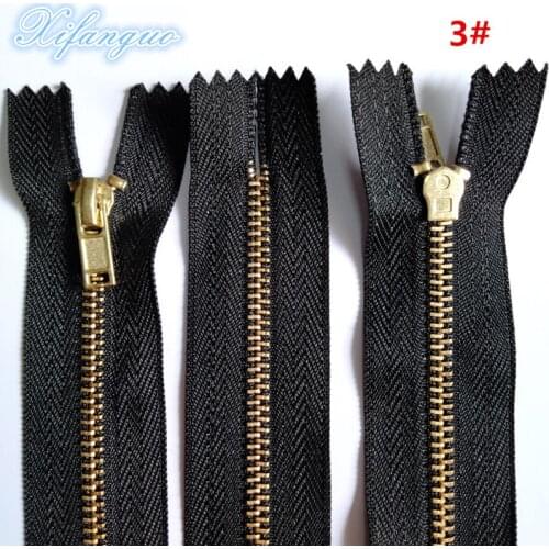5pcs ( 30-60CM ) Brass Metal 3# Closed End Zipper Black Nylon Coil Zipper