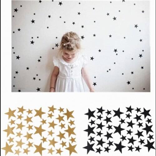 39 Star Gold Silver Black White Stars Pattern PVC DIY Wall Art Decals for Kids Room Decoration Wall Stickers Home Decor