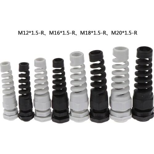 5pcs IP67 Waterproof M12/M16/M18/M20 Cable Gland Connector Plastic Flex Spiral Strain Relief Protector For 3-12mm Wire Thread