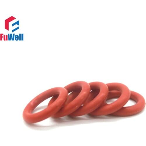 50pcs Red Silicone O Ring Seal Gasket 4mm Thickness O Ringen Seal OD 15mm-35mm VMQ Good Elasticity Oring Seals Gasket Washers