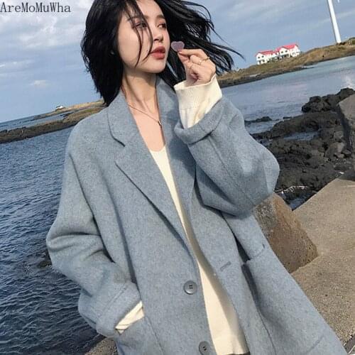 AreMoMuWha 2019 New winter Japanese Coat Female Winter Woolen Coat Female Short Student College Wind Thickening Woolen MH503
