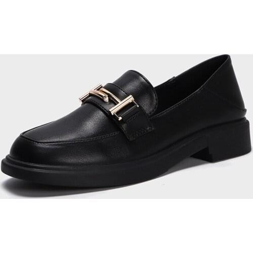 Brand Ladies Shoes Girls College Students Oxford Solid Matte Leather Flats Women Square Toe Buckle Loafers Femme 2-Ways Moccasin
