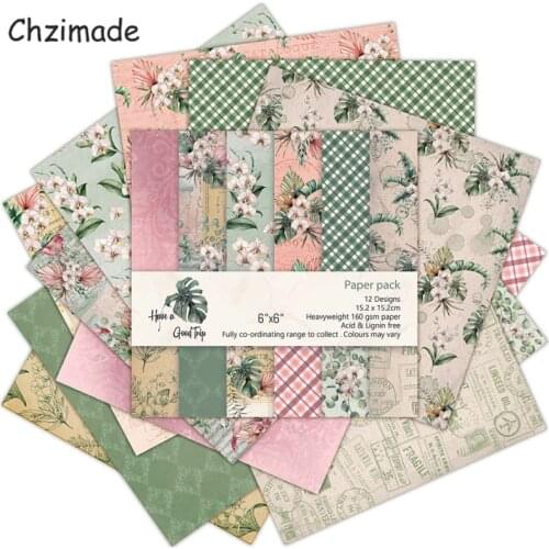Chzimade 12Pcs/lot Turtle Leaves Printed Scrapbooking Paper Pack For Card Making Handmade Background Decorative Paper Crafts