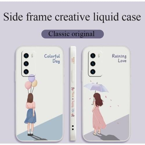 Plain Girl Bear Phone Case For Huawei P40 P40Lite P30 P20 Mate 40 40Pro 30 20 Pro Lite P Smart 2021 Y7a Liquid Silicone Cover
