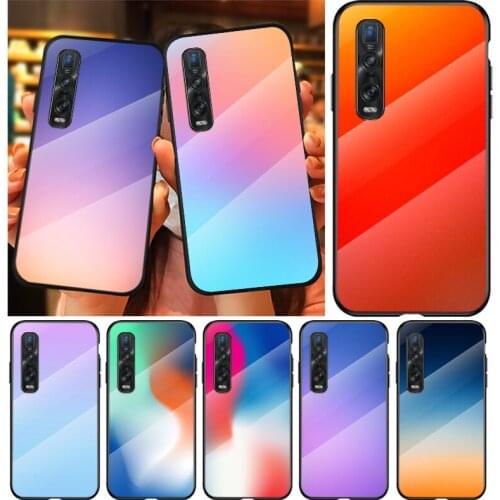 Tempered Glass Cover Gradient Color For OPPO A9 2020 A52 Find X2 Lite Realme 7 7i 6 5 Pro C3 XT Shockproof Phone Case