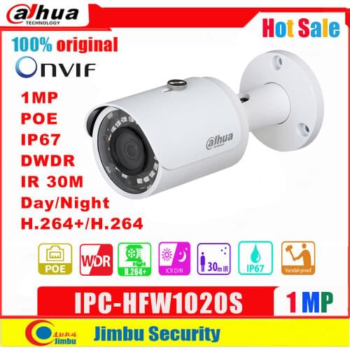 Dahua Logo IP Camera POE Metal Body IPC-HFW1020S Home Outdoor Waterproof IP67 3DNR Security Surveillance Mini Bullet CCTV Camera