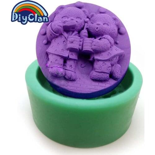 Baby Bear Silicone Mold for Soap Valentines Day Cake Decorating Pudding Mould Bear Lovers Wedding Chocolate Soap Mould S0107XM