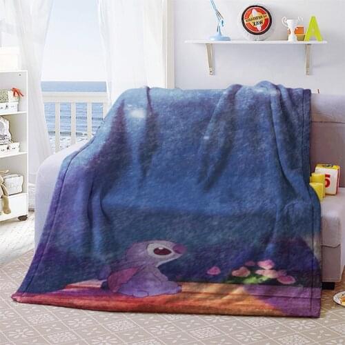Home Textile Disney Animated Stitch Stitch Series Pattern Comfortable Soft Pink Blue White Blanket Unisex Gift Sofa Bedding