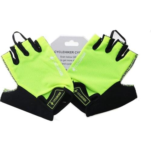 Fluorescent Green/Black Bicycle Gloves GEL Soft Skidproof Half Luva Bike Glove guati mtb Breathable Summer Lycra Cycling Gloves