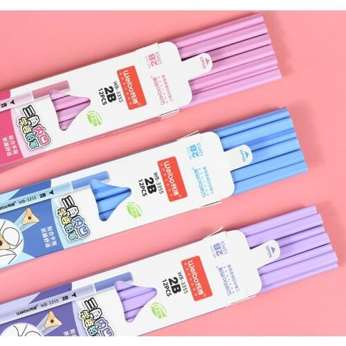 3355 Wooden Pencil 12pcs High Quality 2B Triangle Correct Posture Pencil for Kids School Cute Drawing Pencil Kids Gift Prize