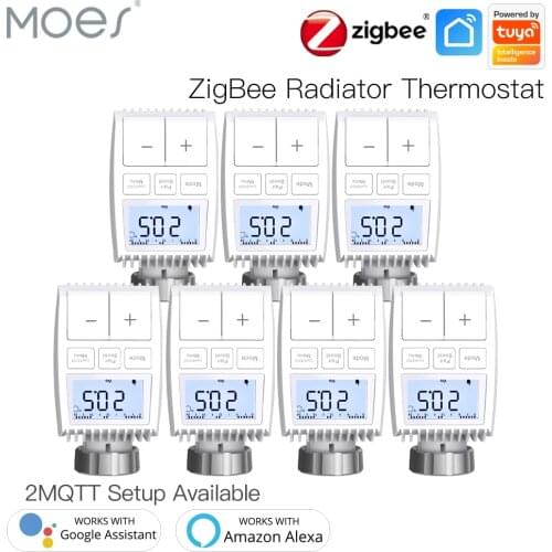 Moes Tuya ZigBee3.0 Radiator Actuator Valve Smart Thermostat Temperature Controller External Sensor TRV Voice Control with Alexa