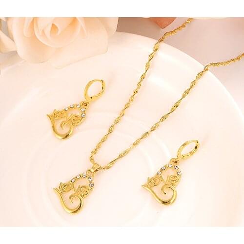 Hot sale cubic zirconia heart pendant necklace earrings jewelry set elegant CZ costume jewellery wedding bridal party gifts