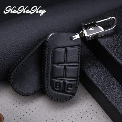 Leather Car Key Cover Case For Dodge Journey Charger Dart Challenger Durango JCUV Chrysler 300C SRT Ram 1500 Car Keychain Holder