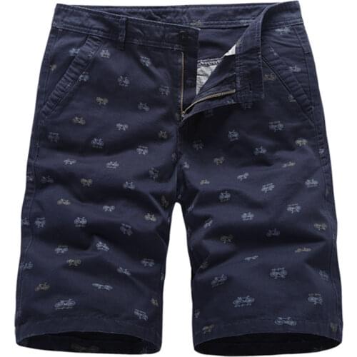 2021 Summer Fashion New Mens Casual Straight Shorts / Mens Bicycle Print Tooling Casual Shorts