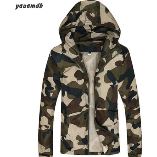 M-3xl Men Outerwear Spring/Autumn Coat Male Brand Jackets Casual Slim Camouflage Hooded Zipper Thin Clothes 47