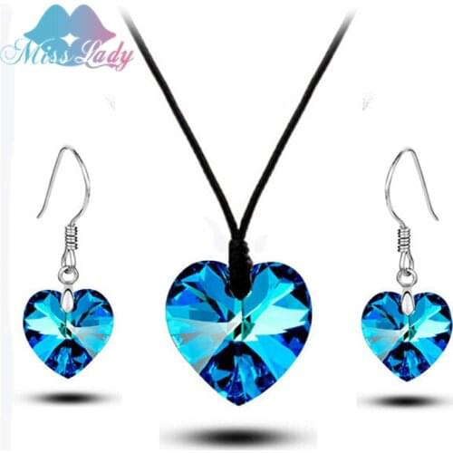 Miss Lady Shiny Good Crystal Heart Fashion Wedding Jewelry Sets for Birdals for Women Necklace Earrings Sets MLMS843