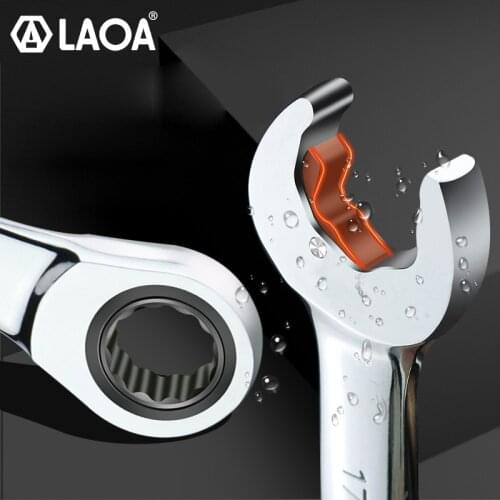LAOA 8MM-19MM Double Ratchet Wrench Combination Wrenches Ring Spanner Open Ratchet Spanner
