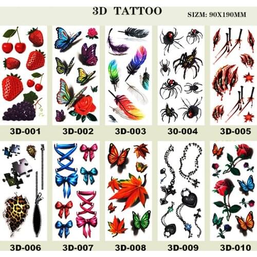 NEW 3D Lifelike Pretty Temporary Tattoo 19X9CM Color bow