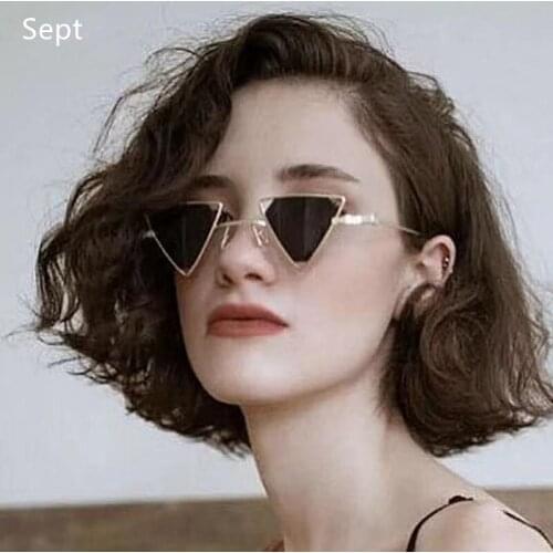 2021 New Vintage Glasses New Punk Sunglasses Women Triangle Oculos Openwork Metal Frame Fashion Sun Glasses Men