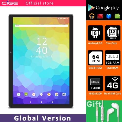 10 inch Tablet PC 6GB RAM 64GB ROM Android 8.0 Ten Core Tablets 4G Lte Phone Call Dual Camera Bluetooth 2.4 5G WiFi GPS 10.1