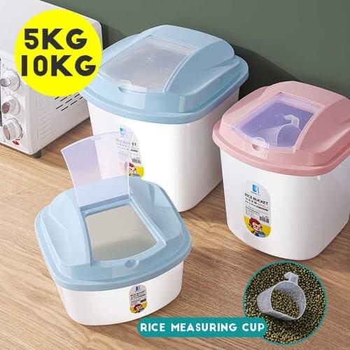 Plastic 5/10Kg Rice Grain Storage Box Sealed Moisture-proof Large Pet Food Storage Container Mildew Anti-Oxidation