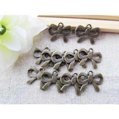 200pcs 18.80mmx14.50mm Flat Antique Bronze Bowknot/Bow tie Connector Pendant/Hanging Charm/Finding,DIY Accessory Jewelry Making