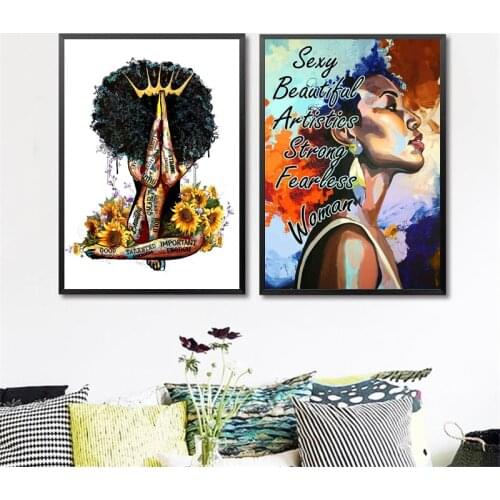 Sexy Beautiful Artistics Strong Fearless Woman Poster Canvas Painting Afro Black Girl Art Prints Wall Pictures Living Room Decor
