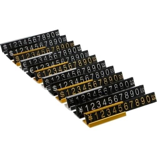 Frame Jewelry Aluminum Numeral Pricing Cube Sign Adjustable Number Price Display Counter Stand Tag Label Set for Retail Shop