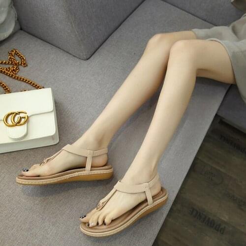 2021new summer sandals fairy style elegant flat elastic band adult matching skirt womens casual Roman shoes