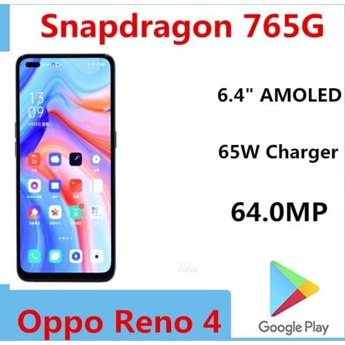 New Original Official Oppo Reno 4 5G Smartphone Snapdragon 765G Octa Core 6.4‘’ 2400×1080P AMOLED 4000Mah 65W SupperVOOC2.0 48MP