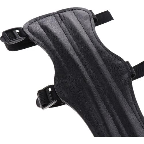 Shooting Archery Arrow Arm Guard Black PU 3 Straps Bow Protection Gear Recurve Archery Equipment