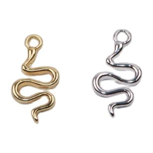 Eruifa 20pcs 20mm Popular Snake Zinc Alloy Jewelry DIY Charms Pendant Women Girl Necklace, Earring Bracelet 2 Colors
