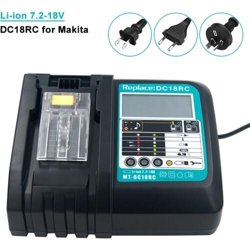 DC18RC Li-ion Battery Charger for Makita 14.4V 18V BL1830 Bl1430 DC18RC DC18RA EU Plug 3A Current 1pcs USB Adapter for Phone