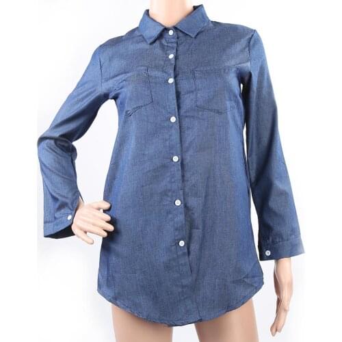2021 Fashion Women Denim Shirt Vintage Blue Jean Blouses Casual Long Sleeve Ladies Tops Female Streetwear Blouse Femme