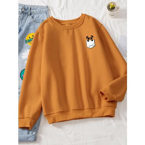 Pocket Chest Mark Shiba Inu Print Womens Hoodie Autumn Crewneck Hoody Simple Oversize Sweatshirt Fashion Casual Mens Sportswear