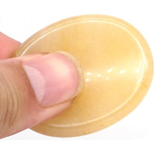 1.7" Worry Stone Yellow Jade Reiki Healing Meditation Finger Natural Gemstone Massage Stone