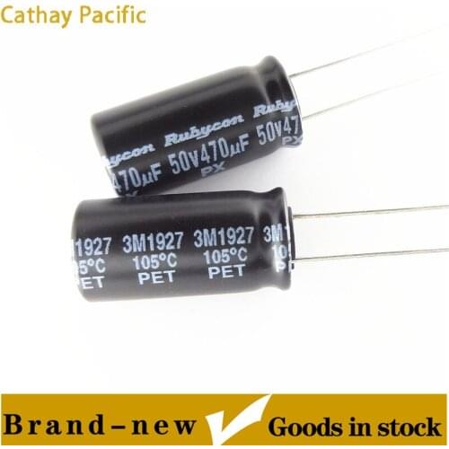 10pcs in-line electrolytic capacitor 50v 470uf 10*20 size ruby capacitor PX series 100% brand new in stock