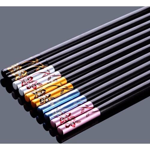 100 pairs Hashi Alloy Chopsticks Tableware black Sushi Japanese chop sticks Chopstickp Chinese alillos Kitchen Accessories