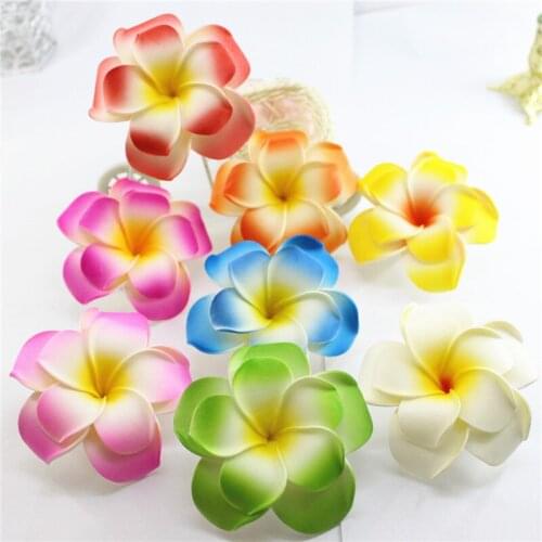 2016 popular Brand New you pick 100 large double layer Foam Hawaiian Plumeria flower Frangipani Flower bridal hair clip 8cm