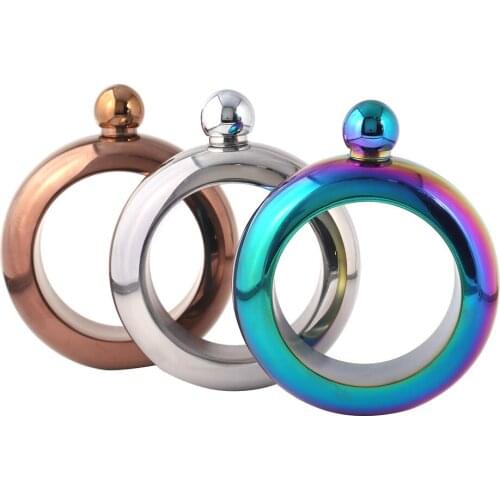 2019 Bangle Bracelet Hip Flask Silver Stainless Steel High Quality Liquor Alcohol Cap Whiskey Drinkware Bottle Funnel Set 3.5 oz