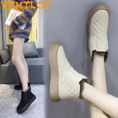 2021 ladies winter snow boots warm flat-bottomed short-tube plaid cloth plus velvet all-match cotton boots35-40
