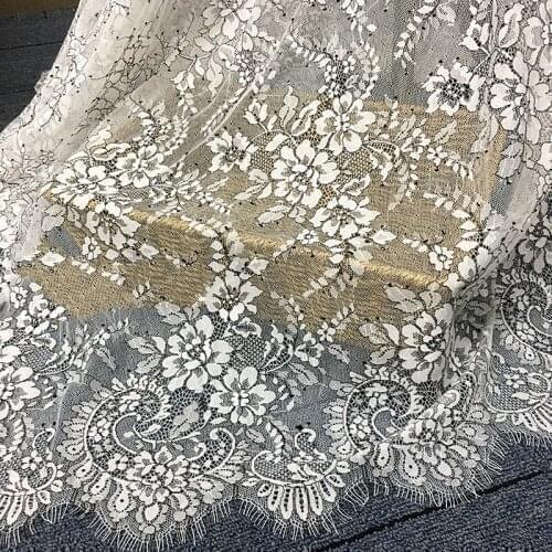 GLace 3M/Lot High quality black line white lace eyelash fabric tulle clothing skirt tablecloth diy handmade accessories TX1028