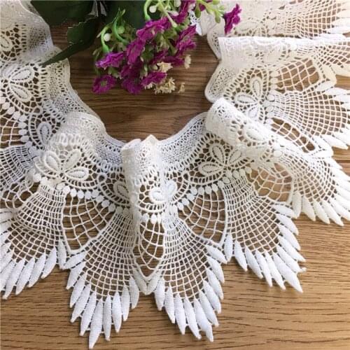 3 Yards Scalloped Crochet Cotton Lace Trim Ivory White For Dress Appliqued DIY Decorative Lace 12cm Wide