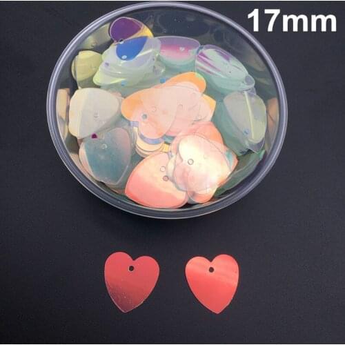 40g 440pcs 17mm Flat Heart Shape Loose Sequin Paillette Sewing,Wedding Craft,Women Kids DIY Garment Accessory Transparent Golden