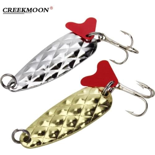 5pcs/lot Refraction Metal Jigging Spinner Spoon Lure 5cm/7g Fishing Lures Hard Baits Sequins Noise Paillette Bait Treble Hook
