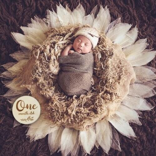 HUYU 6 Pcs Baby Monthly Wooden Cards Newborn Shower Gifts Sets Monthly Milestone Cards First Year Growth Photo Props