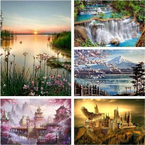 New 5D DIY Diamond Painting Landscape Picture Full Drill Embroidery Mosaic Cross Stitch Kit Home Decoration Holiday Gift