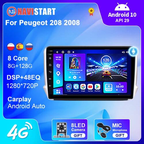 Android 10 For Peugeot 2008 208 2012-2018 Android Auto 4G Carplay Voice Control Car Radio Multimedia GPS Navigation DVD Player