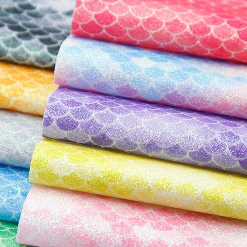 20*33cm Glitter Fish Scales Synthetic Leather Faux Leather Sheets in Crafts Vinil Textil DIY Handmade Materials,1Yc10105