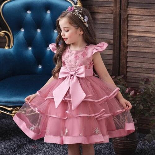 Flower Girl Dress Wedding Party Princess Ball Gown Ruffles Lace BowTulle Pettiskirt Cocktail Evening Party Dresses Vintage Girls